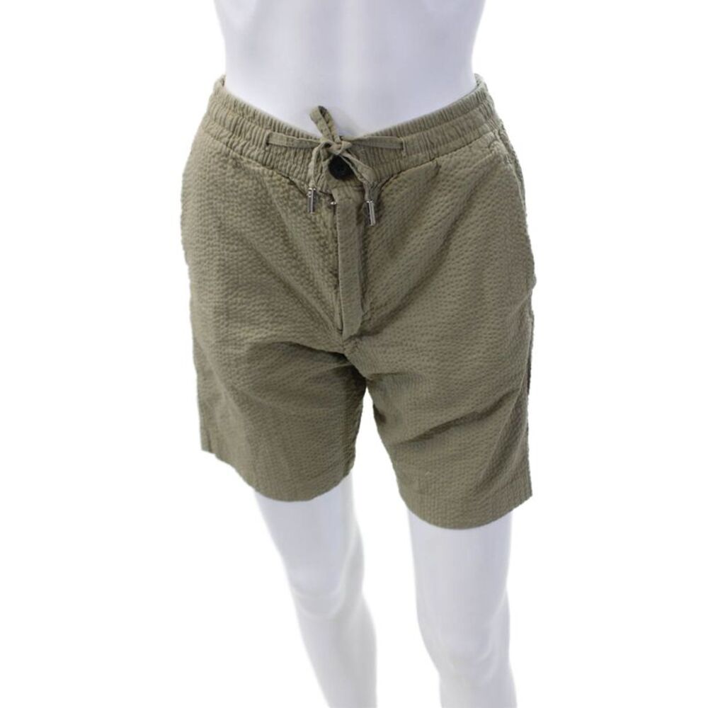 Mr. P Mens Cotton Blend Textured 4 Pocket Button Closure Shorts Green Size 28